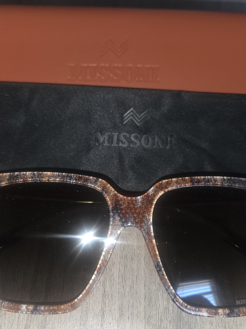 Missoni Brown Tortoiseshell Sunglasses with Dark Lenses